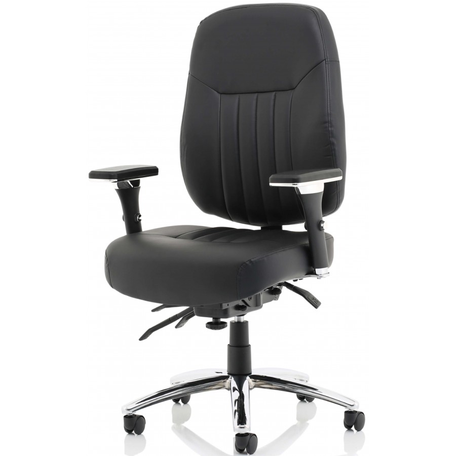 Barcelona Leather Heavy Duty Office Chair  - 158KG Rated 24 Hour Use